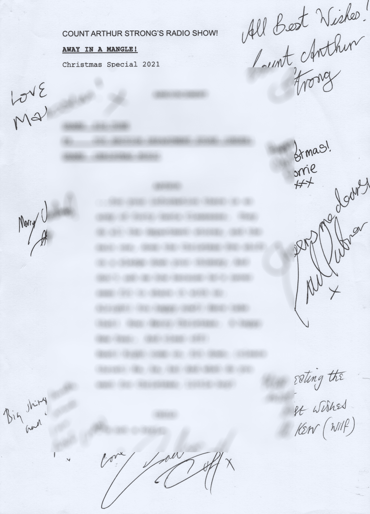 Signed Script Example Win a signed script for the 2021 Xmas show | Count Arthur Strong